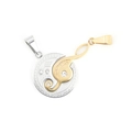 Two-tone music note treble clef pendant with rhinestones and I Love You engraving - Gold Pendant Only (Without Chain)
