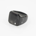 Polished black square signet ring for men made of high-quality titanium steel - US 7 / Black