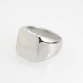 Minimalist silver square signet ring for men in polished stainless steel with smooth finish - US 7 / Steel