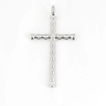 Colgante de cruz en acero plateado pulido con diseño de textura de diamante tallada - Solo Colgante (Sin Cadena)