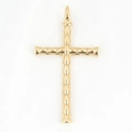 Colgante de cruz de acero de titanio dorado con patrón de escamas y anillo cilíndrico - Solo Colgante (Sin Cadena)