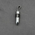 Polished silver bullet pendant for men in stainless steel with black matte inlay design - Pendant Only (No Chain) / Black