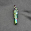 Rainbow plated stainless steel bullet pendant with gothic skull relief detail - Multicolor Pendant Only (Without Chain)