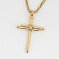 Golden nail cross pendant necklace for men with durable stainless steel box chain - Gold Pendant with Chain as Shown