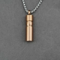 Cylindrical brushed titanium steel urn necklace pendant with a silver box chain - Rose Gold Color With Chain