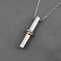 Collana urna cilindrica in acciaio inossidabile lucido con anelli argento e oro rosa - Argento (Set Con Catena)