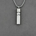 Men's titanium steel cylindrical capsule pendant necklace with silver box chain on grey fabric - Steel Color (With Chain)