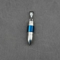 Silver bullet pendant necklace with blue ring detail, functional urn or perfume box - Pendant Only (No Chain) / Blue