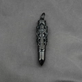 Gothic gunmetal titanium steel bullet pendant with cross engraving and hollow design - Black Pendant Only (No Chain)