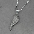 Colgante de ala de ángel 3D gótico en plata vintage con una cadena de eslabones cuadrados - Colgante Con Cadena de Caja