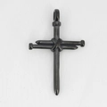 Industrial style black metal cross necklace featuring a rustic wire-wrapped iron nail design - Gunmetal Pendant Only (Without Chain)