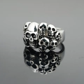 Anello con teschi vintage in acciaio inossidabile stile punk e rock per uomo e ragazzi - US 7 / Color Acciaio