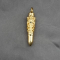 Golden dragon pattern bullet pendant necklace with black gemstone and crown carving - Gold Pendant Only (No Chain)