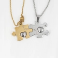Collane di coppia con puzzle a cuore in acciaio inossidabile oro e argento - Coppia di Ciondoli Oro E Acciaio Solo (Senza Catena)