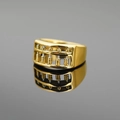 Movable gold abacus ring in titanium steel for men and women with spinning gold beads - Gold
