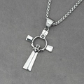 Collar con colgante de cruz celta Claddagh en acero inoxidable con cadena de trigo fina - Colgante con Cadena de Caja