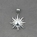 Vintage Retro Sonnenblumen Anhänger aus Silber Edelstahl für Herren trendige Halsketten - Stahlfarbener Anhänger Nur (Ohne Kette)
