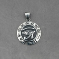 Colgante Ojo de Horus vintage en acero inoxidable con jeroglíficos egipcios antiguos - Solo colgante (Sin cadena)