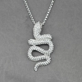 Funkelnde Schlangenhalskette mit weißen Strasssteinen und silberner Box-Kette - Anhänger mit Halskette / Silber