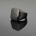 Anillo de sello negro pulido de acero inoxidable con diseño minimalista cuadrado y plano - US 7 / Negro