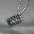 Collana con ciondolo a cassetta retrò in acciaio inossidabile argento con catena box - Pendente Con Catena Come Mostrato