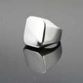 Anillo de sello cuadrado de acero inoxidable pulido para hombre y mujer con reflejo - US 7 / Color Acero