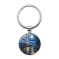 Schlüsselanhänger mit Sternennacht und Eiffelturm-Glasanhänger und Silber-Metallring - Silber (XSWX8573)