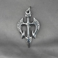 Retro vintage trident pendant necklace in silver stainless steel with gothic floral patterns - Pendant Only (No Chain) / Antique Silver