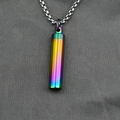 Rainbow cylindrical urn pendant necklace made of high-quality stainless steel - Multicolor Pendant And Chain