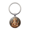 Zilveren metalen sleutelhanger met vintage Ganesha-hanger voor spirituele accessoires - Zilver