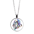 Colorful unicorn horse pendant necklace with silver chain on white background - Silver