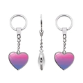 Detalle de llavero en forma de corazón con gema degradada rosa púrpura y cadena plata - Estilo Genderfluid Degradado (XSWX6089-12)