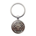 Porte-clés bouclier viking avec haches et runes Valhalla en métal finition antique - Argenté