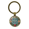 Portachiavi vintage in bronzo con cupola in vetro EL TIEMPO DE DIOS ES PERFECTO - Bronzo Antico