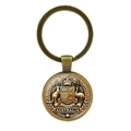 Australischer Souvenir-Schlüsselanhänger mit Känguru- und Emu-Wappen in Antik-Bronze - Antikbronze