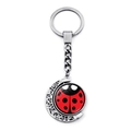 Rotating ladybug keychain with moon pendant for creative bag and car key decoration - Hollow Moon Ladybug Red Dot Style (XSWX8643-7)