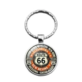 Classic Route 66 keychain with vintage silver metal shield and US state names - US Map & Route 66 Shield Style (XSWX8664-6)