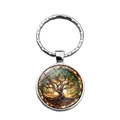 Detailed view of Tree of Life pendant with colorful design under glass dome keychain - Rainbow Tree Of Life Style (XSWX8671-6)