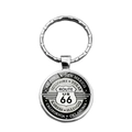 Close-up of metal Route 66 keychain with engraved names of the eight US states - Highway State Names Style (XSWX8674-6)