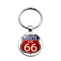 Detail eines klassischen Route 66 Schlüsselanhängers mit rot-blau-weißem Schild-Design - Klassisches Schild-Logo Stil (XSWX8674-2)