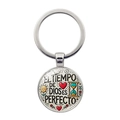 Llavero de frase bíblica española El Tiempo de Dios es Perfecto con sol y corazón - El Tiempo De Dios Es Perfecto Ilustración Estilo 2 (XSWX8668-2)