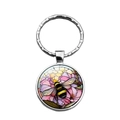 Kreativer Schlüsselanhänger aus Metall mit Bienen- und Blumenmuster im Waben-Design - Biene Und Gelbes Wabenmuster (XSWX8666-3)