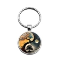Dettaglio del portachiavi Albero della Vita Yin Yang con ciondolo artistico in vetro e metallo - Stile Toni Freddi e Caldi (XSWX8684-4)