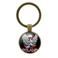 Vintage bronze Poland national emblem keychain featuring a white eagle and POLAND text - Antique Bronze
