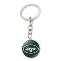 Porte-clés NFL New York Jets en métal avec logo NY JETS vert et pendentif de football - Style New York Jets