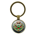 Porte-clés blason du Maroc en bronze vintage avec pentagramme vert et emblème royal - Bronze Antique