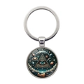 Hamsa Evil Eye keychain featuring a silver mystical pyramid and cosmos glass pendant - Cosmic Pyramid Eye of God Style (XSWX9046-8)