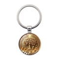 Wohlstands-Geldbaum-Schlüsselanhänger mit Goldmünzen-Motiv und silbernem Schlüsselring - Silber