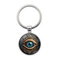 Detailaufnahme des Hamsa Evil Eye Schlüsselanhängers mit blauem Stein und Goldranken - Böhmisches Dunkelblaues Auge Stil (XSWX9046-4)