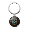 Makroaufnahme der Hamsa Evil Eye Schlüsselanhänger mit blauem Auge und Golddetails - Vintage Blaues Böser Blick Stil (XSWX9046-3)